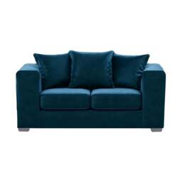 Rackhams Ella Plush Velvet Fabric 2 Seater Sofa - Blue - thumbnail 1
