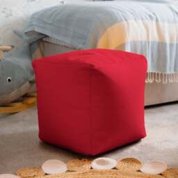 Rackhams Waterproof Cube Indoor Outdoor Bean Bag Foot Stool Pouffe - Red
