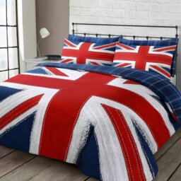 Rackhams Union Jack Reversible Printed Cotton Blend Duvet Cover and Pillowcase Set - Grey - Double - thumbnail 3