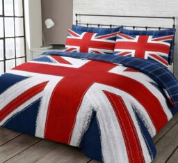 Rackhams Union Jack Reversible Printed Cotton Blend Duvet Cover and Pillowcase Set - Grey - Double - thumbnail 4