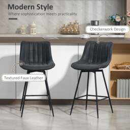 Rackhams Swivel Bar Stools Set of 2, PU Leather Upholstered Bar Chairs, Black - Black - thumbnail 5