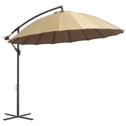 Rackhams 3(m) Cantilever Shanghai Parasol Garden Hanging Banana Sun Umbrella with Crank Handle, 18 Sturdy Ribs and Cross Base, Beige - Beige - 2.96m x 2.96m x2.60m - thumbnail 3