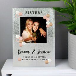 Rackhams Personalised Cute Hexagon Design 4x4 Glitter Glass Photo Frame - thumbnail 4