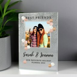 Rackhams Personalised Cute Hexagon Design 4x4 Glitter Glass Photo Frame - thumbnail 2