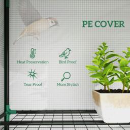 Rackhams 3 Tier Lean-to Mini Greenhouse with Plastic Cover, White - thumbnail 4