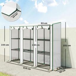 Rackhams 3 Tier Lean-to Mini Greenhouse with Plastic Cover, White - thumbnail 3