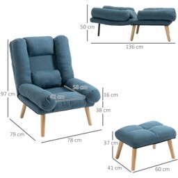 Rackhams Recliner with Ottoman 3-Position Adjustable Reclining - thumbnail 4