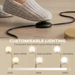 Rackhams Floor Lamp with 3 Colour Temperatures, Modern Standing Lamp - Gold - thumbnail 5