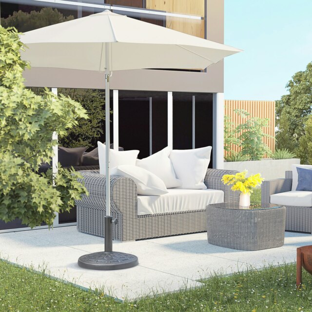 Rackhams 12kg Garden Parasol Base, Round Resin Sun Umbrella Base, Outdoor Umbrella Stand for 38mm or 48mm Outdoor Umbrella Poles, Bronze Tone - image 1