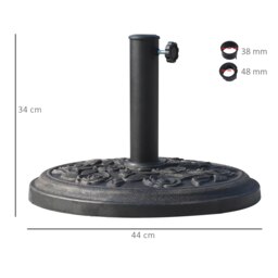 Rackhams 12kg Garden Parasol Base, Round Resin Sun Umbrella Base, Outdoor Umbrella Stand for 38mm or 48mm Outdoor Umbrella Poles, Bronze Tone - thumbnail 5