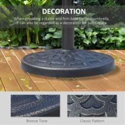 Rackhams 12kg Garden Parasol Base, Round Resin Sun Umbrella Base, Outdoor Umbrella Stand for 38mm or 48mm Outdoor Umbrella Poles, Bronze Tone - thumbnail 3
