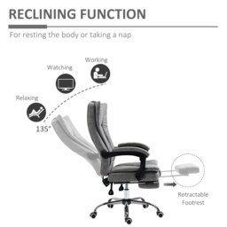 Rackhams Executive Office Chair Computer Desk Chair for Home w/ Footrest, Grey - Brown - thumbnail 5