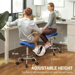 Rackhams Saddle Chair, Rolling Salon Stool for Massage Spa - Blue - thumbnail 4