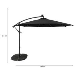 Rackhams LED Cantilever Parasol 3m With Full Fan Base – Black - thumbnail 5