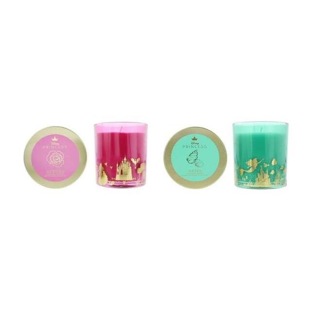 Rackhams Princess Scented Candle Gift Set 2×213g-Coral Blossom & Sea Salt, Briar Rose & Vanilla& Pumpkin, Briar Rose & Vanilla, Coral Blossom & Sea Salt - Candle - No - 213g