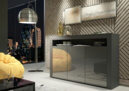 Rackhams Modern Sideboard 155cm – Matt Grey Body with Grey Gloss Doors - 155 cm -  MDF/Chipboard - 1 - thumbnail 6