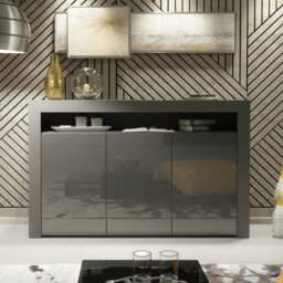Rackhams Modern Sideboard 155cm – Matt Grey Body with Grey Gloss Doors - 155 cm -  MDF/Chipboard - 1 - thumbnail 2