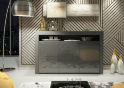 Rackhams Modern Sideboard 155cm – Matt Grey Body with Grey Gloss Doors - 155 cm -  MDF/Chipboard - 1 - thumbnail 5