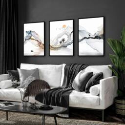 Rackhams Framed print set of 3 - Landscape wall art for Living room - 20 x 30 in / 50 x 76 cm - Matte Museum Quality Art Paper 290 gsm - Oak Frame