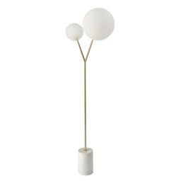 Rackhams Floor Lamp in White Marble, Golden Steel and White Glass 8048 - thumbnail 1