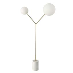 Rackhams Floor Lamp in White Marble, Golden Steel and White Glass 8048 - thumbnail 2