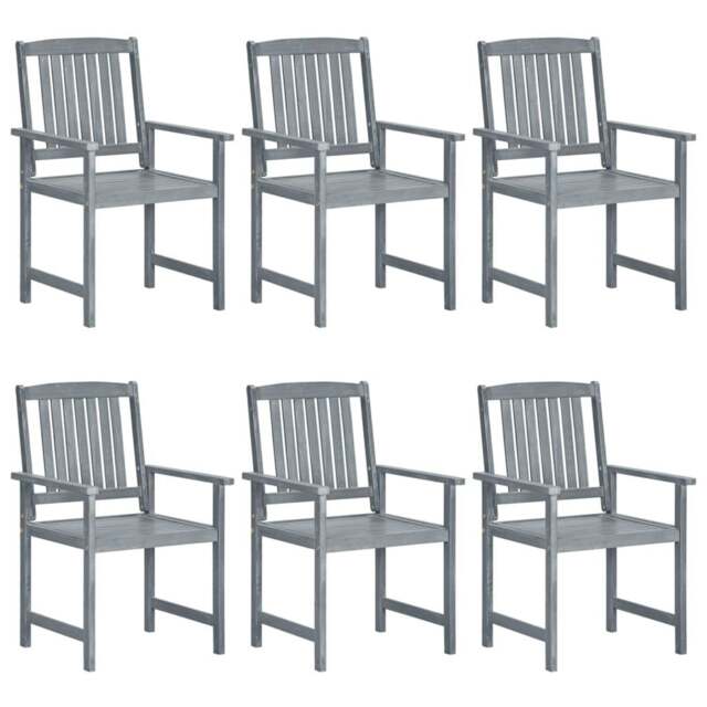 Rackhams Garden Chairs 6 pcs Solid Acacia Wood Grey