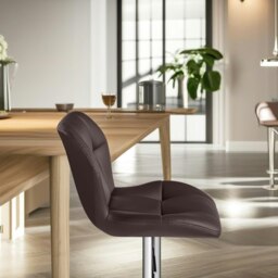 Rackhams Set Of 2 Height Adjustable 360 Swivel Bar Stools With Backrest Brown - thumbnail 5