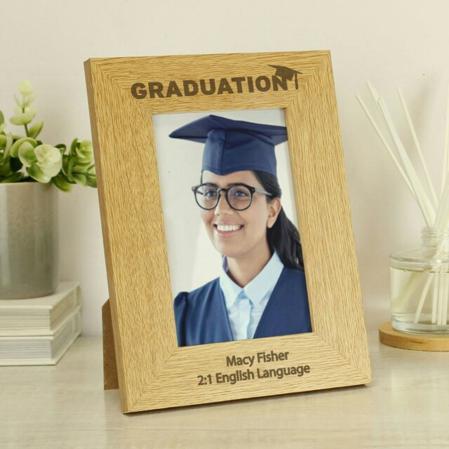 Rackhams Personalised Graduation 6x4 Oak Finish Photo Frame - image 1