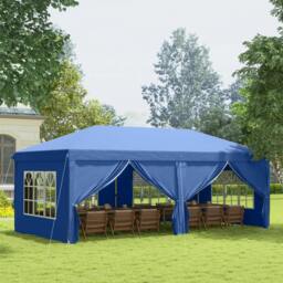 Rackhams 3m x 6m Pop Up Gazebo Party Tent Canopy Marquee with Storage Bag Blue - Blue - 585cm x 295cm x 270cm - thumbnail 1