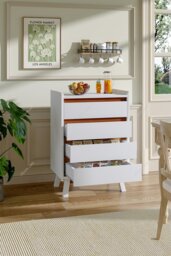 Rackhams 4-Tier Chest of Drawers Bedroom Storage Cabinet - White - thumbnail 2