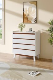 Rackhams 4-Tier Chest of Drawers Bedroom Storage Cabinet - White