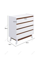 Rackhams 4-Tier Chest of Drawers Bedroom Storage Cabinet - White - thumbnail 6