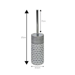 Rackhams Ravello Geo Floral Grey & White Toilet Brush & Holder - thumbnail 2