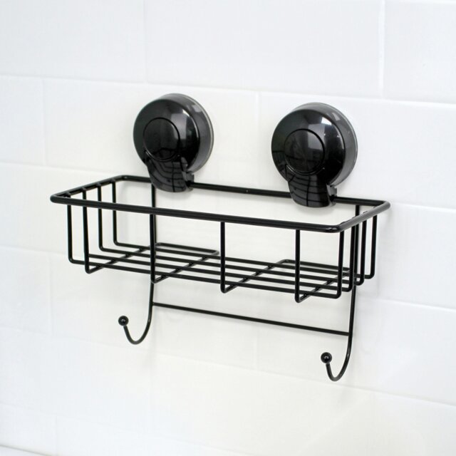 Rackhams Suctionloc Black Steel Suction Wall Mounted Sponge Basket - image 1