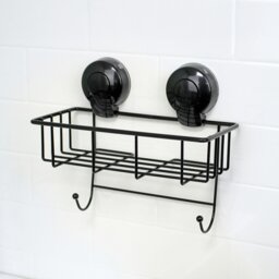 Rackhams Suctionloc Black Steel Suction Wall Mounted Sponge Basket - thumbnail 1