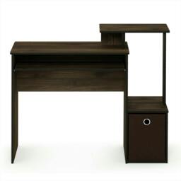Rackhams Econ Multipurpose Home Office Computer Writing Desk w/Bin, Columbia Walnut/Dark Brown - Modern Desk Designed for Contemporary Interiors - thumbnail 4