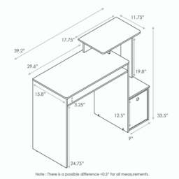 Rackhams Econ Multipurpose Home Office Computer Writing Desk w/Bin, Columbia Walnut/Dark Brown - Modern Desk Designed for Contemporary Interiors - thumbnail 5
