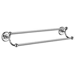 "Rackhams Polished Chrome Double Towel Rail 63.5cm/25"" Wall Mounted with Concealed Screws Bathroom Towel Holder"
