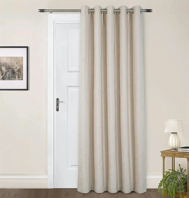 "Rackhams Amberley Chenille Eyelet Door Curtain - Cream - 66 x 84""" - image 1