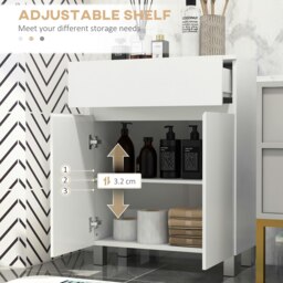 Rackhams High Gloss Bathroom Floor Cabinet Storage Cupboard with Drawer - thumbnail 5