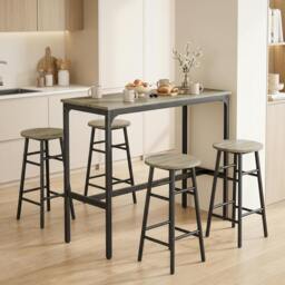 Rackhams 5 Piece Bar Set, Industrial Kitchen and Chair Set Grey Wood Effect - thumbnail 1