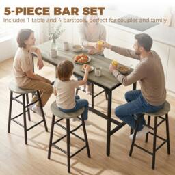 Rackhams 5 Piece Bar Set, Industrial Kitchen and Chair Set Grey Wood Effect - thumbnail 4