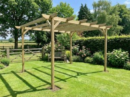 Rackhams Corbel Wooden Garden Pergola Kit - Natural (Light Green) - 3.6m x 4.2m - thumbnail 4