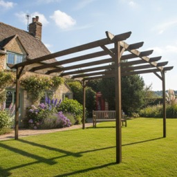 Rackhams Corbel Wooden Garden Pergola Kit - Natural (Light Green) - 3.6m x 4.2m - thumbnail 5