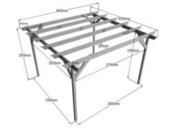 Rackhams Corbel Wooden Garden Pergola Kit - Natural (Light Green) - 3.6m x 4.2m