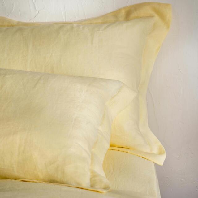 Rackhams Lemon Yellow French Linen Pillowcases - Standard - 4 Pack - Housewife - image 1