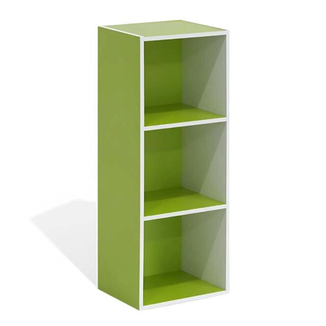 Rackhams Pasir 3-Tier Open Shelf Bookcase, White/Green 11003WH/GR - Luxury Wall Decor for Living Room & Bedroom - image 1