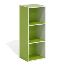 Rackhams Pasir 3-Tier Open Shelf Bookcase, White/Green 11003WH/GR - Luxury Wall Decor for Living Room & Bedroom - thumbnail 1