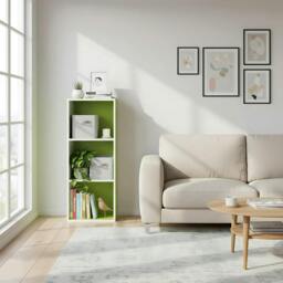 Rackhams Pasir 3-Tier Open Shelf Bookcase, White/Green 11003WH/GR - Luxury Wall Decor for Living Room & Bedroom - thumbnail 5