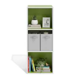 Rackhams Pasir 3-Tier Open Shelf Bookcase, White/Green 11003WH/GR - Luxury Wall Decor for Living Room & Bedroom - thumbnail 4